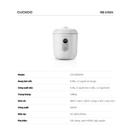 Nồi cơm điện tử mini 0.36L Cuckoo CR-0255MW bản nội địa Hàn Quốc
