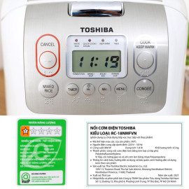 Nồi cơm điện tử 1.8L Toshiba RC-18NTFV(W) Made in Thailand