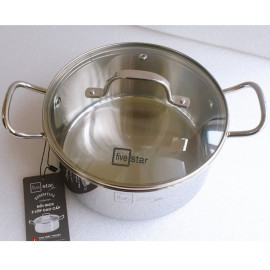 Nồi Inox 304 đúc liền khối Fivestar Plus 18cm FPN18002 vung kính