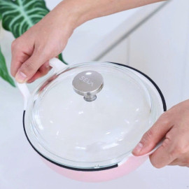 Nồi gang phủ gốm đúc liền Seka SKG420 size 20cm đáy từ