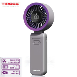 Quạt tích điện cầm tay USB Tiross TS3422, Pin 3600mAh chính hãng