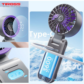 Quạt tích điện cầm tay USB Tiross TS3422, Pin 3600mAh chính hãng