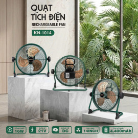 Quạt tích điện Koreno Thái Lan KN-1014 cánh 14 inch, pin Lithium-ion rời