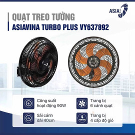 Quạt treo tường ASIA Vina Turbo Plus 90W VY637892 cánh 40cm