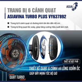 Quạt treo tường ASIA Vina Turbo Plus 90W VY637892 cánh 40cm
