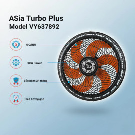 Quạt treo tường ASIA Vina Turbo Plus 90W VY637892 cánh 40cm