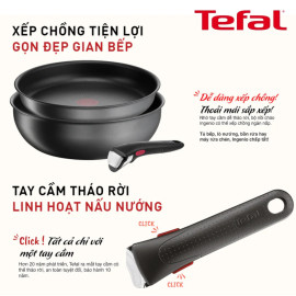 Bộ 2 chảo chống dính Titanium 24/26cm Tefal Ingenio Daily Chef L7619022 cán rời
