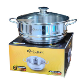 Xửng hấp Inox đa năng KingCook 3 tầng 20-22-24cm kèm vung kính