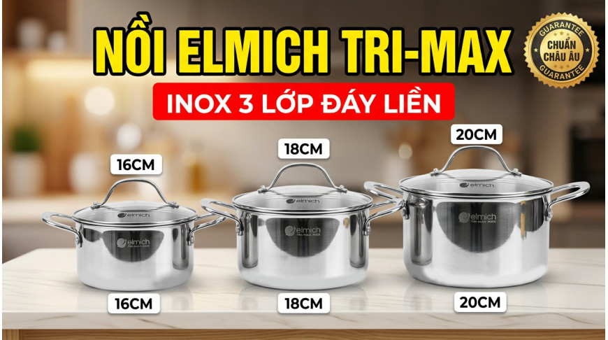 Nồi Inox Cao Cấp 3 Lớp Đáy Liền Elmich Tri-Max