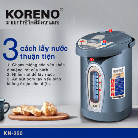 Bình thủy điện Koreno Thái Lan KN-250 dung tích 5L, bảo hành 12 tháng