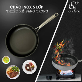 Chảo Inox 304 đúc liền 5 lớp chống dính Orkin Thái Lan size 20cm