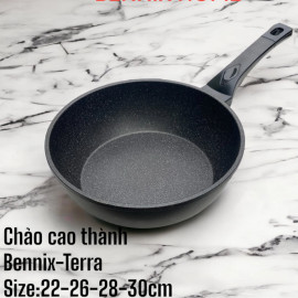 Chảo sâu lòng vân đá chống dính nhôm đúc Bennix Thái Lan Terra 30cm