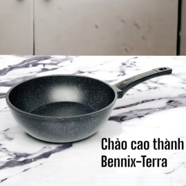 Chảo vân đá chống dính nhôm đúc cao thành Bennix Thái Lan Terra 22cm