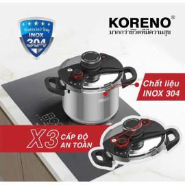 Nồi áp suất Inox 304 Koreno Thái Lan dung tích 5L đáy từ, bảo hành 12 tháng