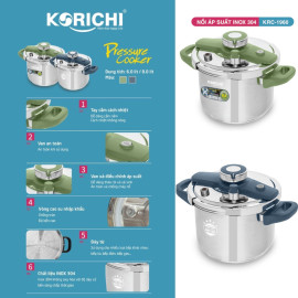 Nồi áp suất Inox 304 Korichi Thái Lan KRC-1980 dung tích 8L