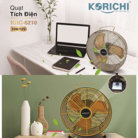 Quạt tích điện Korichi Thái Lan KRC-6210 cánh 10 inch, pin Lithium-ion 7500mAh