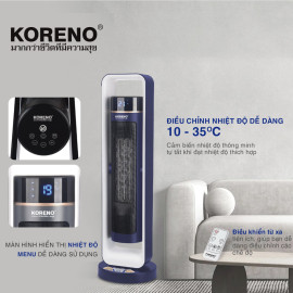 Quạt sưởi gốm Ceramic Koreno Thái Lan KN-557 công suất 2200W kèm khiển từ xa