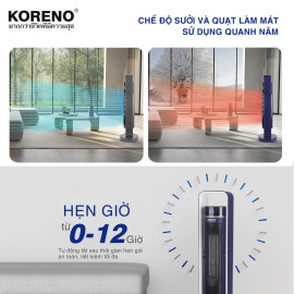 Quạt sưởi gốm Ceramic Koreno Thái Lan KN-557 công suất 2200W kèm khiển từ xa
