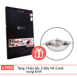 Bếp điện từ cao cấp Elmich ICE-7146 tặng chảo lẩu 3 đáy HE Cook 28cm