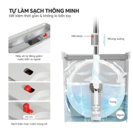 Bộ cây lau nhà tự vắt thông minh Elmich EL8428 bàn xoay 360 độ