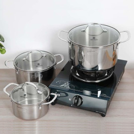 Bộ 3 nồi inox 3 lớp đáy liền Elmich 2103OL size 18,20,26cm bảo hành 5 năm