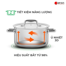 Nồi inox 304 liền khối Elmich Trimax ECO size 18cm, bảo hành 10 năm
