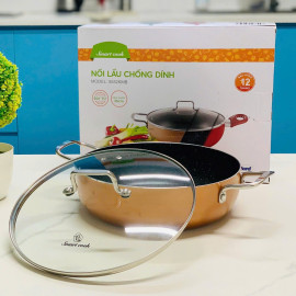 Nồi chống dính vân đá 2 lớp Whitford Smartcook 26cm đáy từ, vung kính
