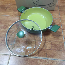 Nồi lẩu chống dính Ceramic Elmich Olive EDA2520 size 28cm, vung kính đáy từ
