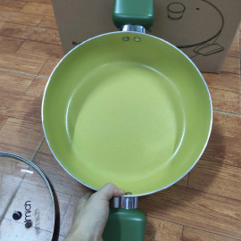 Nồi lẩu chống dính Ceramic Elmich Olive EDA2520 size 28cm, vung kính đáy từ