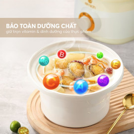 Nồi nấu chậm 2L Elmich SCE-8525 bảo hành 24 tháng - 3 chế độ nấu cháo, hầm, ninh