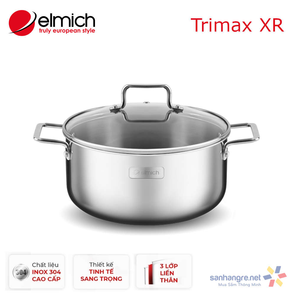 Nồi Inox 304 liền khối Elmich Trimax XR EL-3841 đường kính 20cm vung kính đáy từ