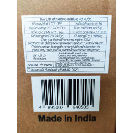 Quạt làm mát bằng hơi nước Airtek AT610PM sản xuất tại Ấn Độ, bảo hành 12 tháng