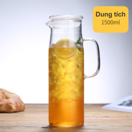 Bình nước thủy tinh chịu nhiệt Borosilicate Metro Glass 1500ml nắp thủy tinh