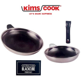 Bộ 2 chảo inox 3 lớp chống dính cán rời Kimscook Blackcube T&K 22 & 28cm