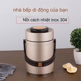 Cặp lồng cơm giữ nhiệt 2 ngăn Inox 304 FULAIJIA 2 lít xuất Nhật (Gold)