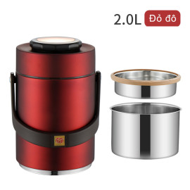 Cặp lồng cơm giữ nhiệt 2 ngăn Inox 304 FULAIJIA 2L xuất Nhật (Red)