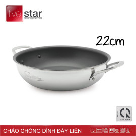 Chảo chống dính Inox 2 quai đáy liền Fivestar Plus đường kính 22cm, bảo hành 5 năm