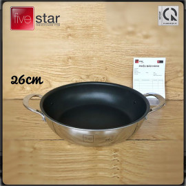 Chảo chống dính Inox 2 quai đáy liền Fivestar Plus đường kính 26cm, bảo hành 5 năm