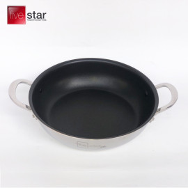 Chảo chống dính Inox 2 quai đáy liền Fivestar Plus đường kính 22cm, bảo hành 5 năm