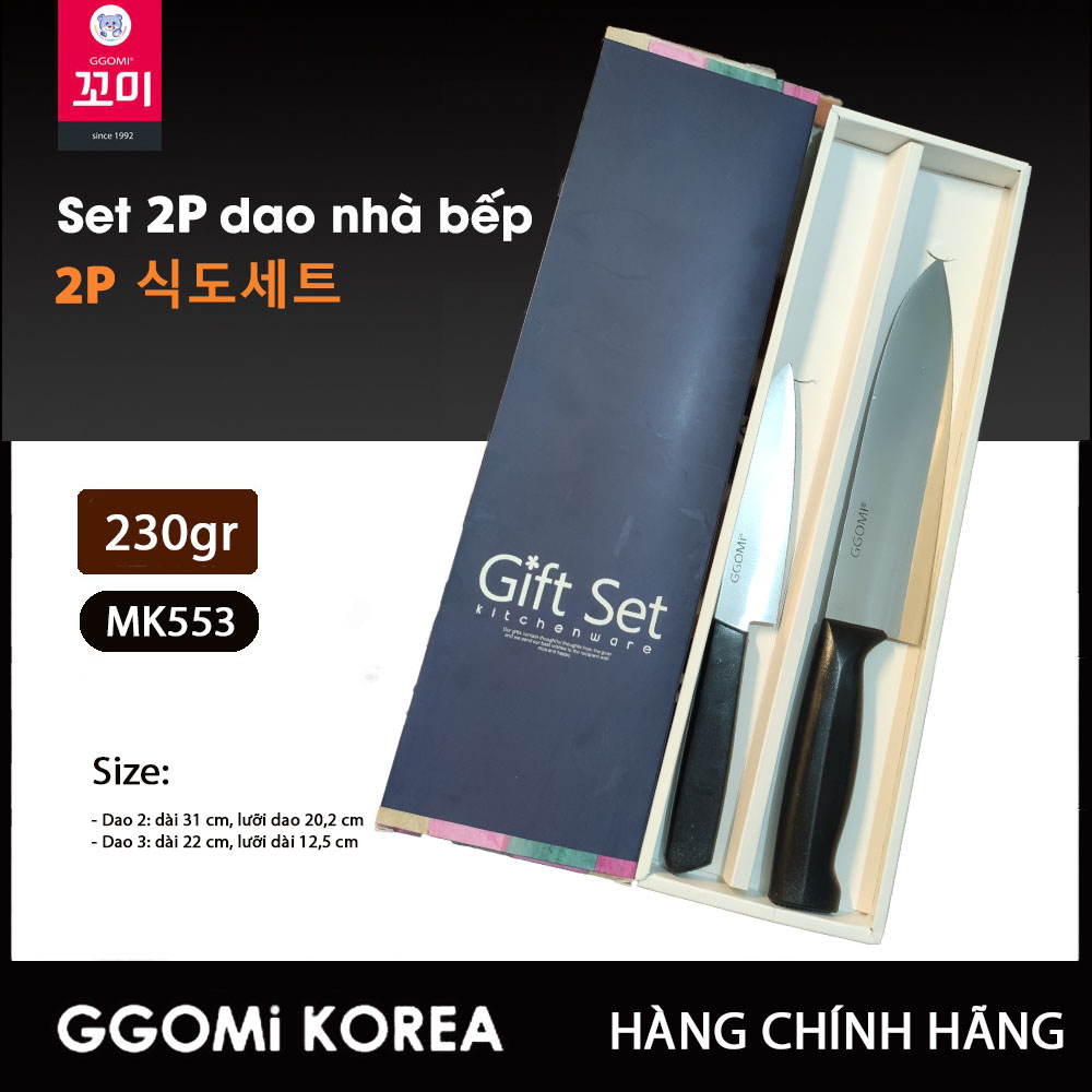 Bộ 2 dao nhà bếp hiệu GGomi Hàn Quốc chất liệu Inox - MK553