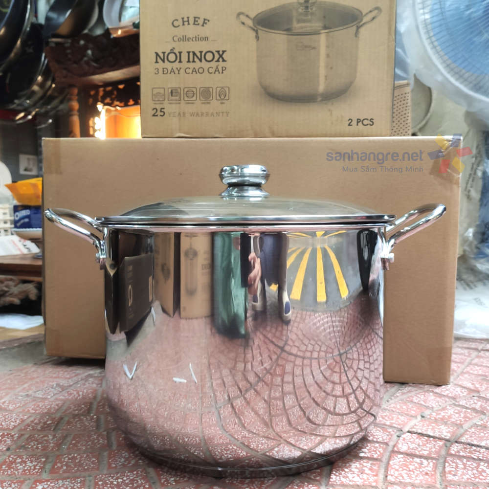 Nồi luộc gà Inox 304 thân cao 3 đáy Fivestar Plus 28cm, hàng chính hãng ...