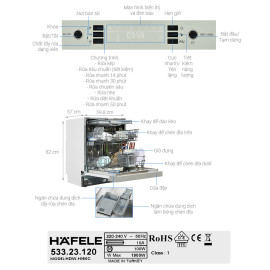 Máy rửa bát bán âm Hafele HDW-HI60C (533.23.120) hàng Đức, bảo hành 3 năm