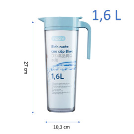 Bình nhựa đựng nước cao cấp Inochi Biwa dung tích 1.6 lít xuất Nhật