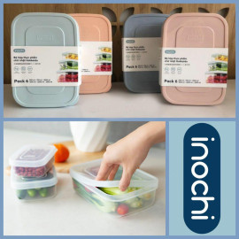 Bộ 6 hộp đựng thực phẩm chữ nhật Inochi Hokkaido hàng xuất Nhật