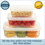Bộ 3 hộp nhựa đựng thực phẩm chữ nhật cao cấp Inochi Hokkaido 500-1000-2000ml - Hàng Việt Nam xuất Nhật