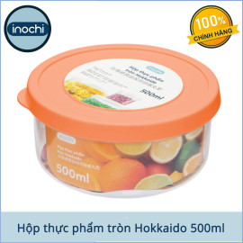 Hộp nhựa đựng thực phẩm tròn Inochi Hokkaido 500ml hàng xuất Nhật