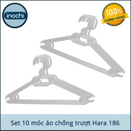 Set 10 móc treo áo chống trượt Inochi Hara 186  hàng xuất Nhật