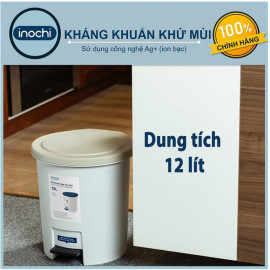 Thùng rác nhựa cao cấp đạp chân nắp đậy tròn Inochi Hiro 12 Lít hàng xuất Nhật Bản