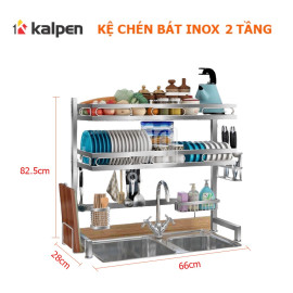 Kệ bát đĩa trên bồn rửa Inox 304 đa năng Kalpen 2 tầng size 85cm hàng chuẩn Đức