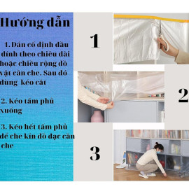 Màng bọc nilon che bụi đa năng KM 4794 keo dính 1 đầu cuộn 4x20m hàng Nhật